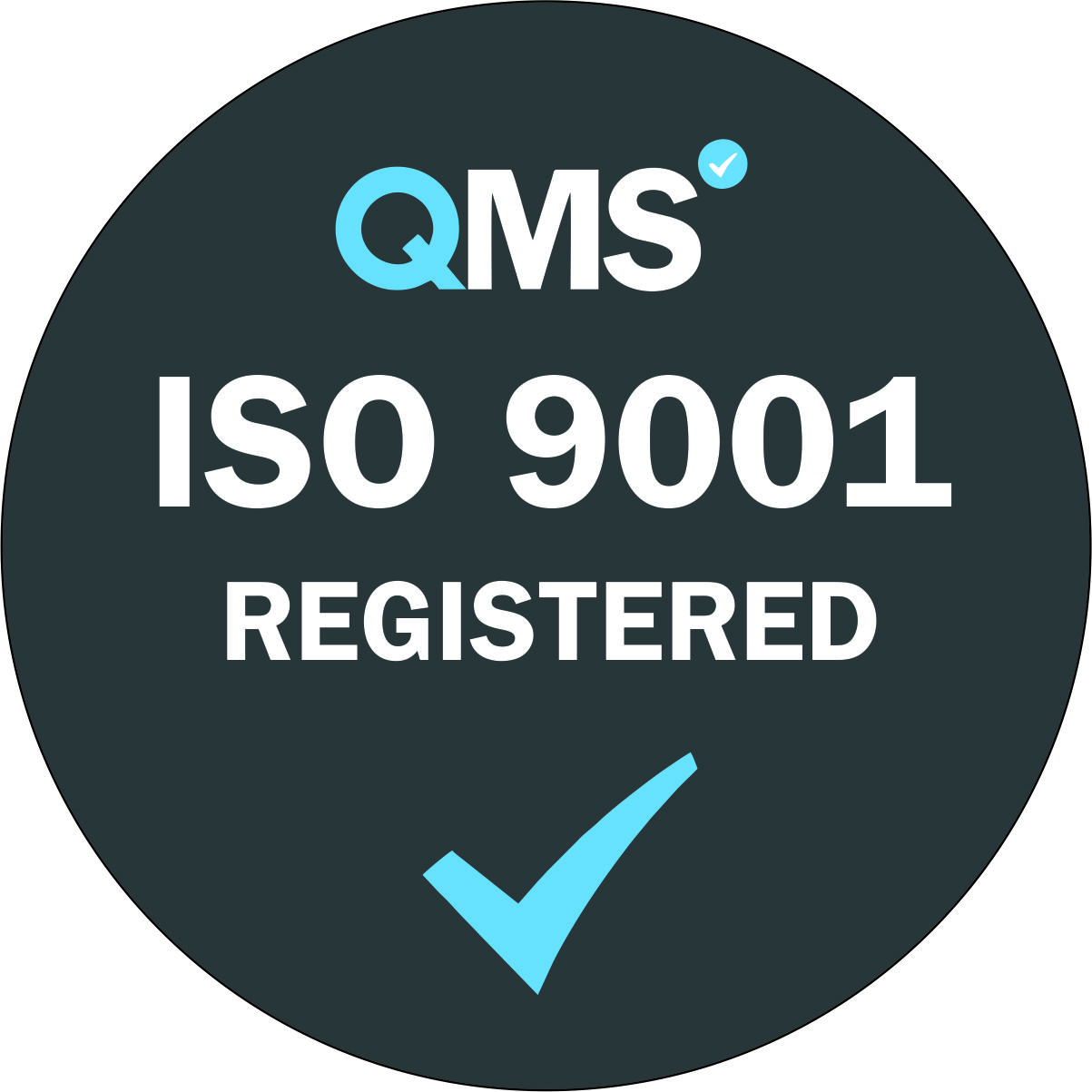 QMS registered icon in dark grey.